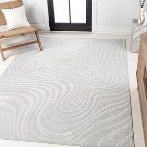 High-Low Abstract Striped Indoor Outdoor Area Rug 7'9" x 10'
