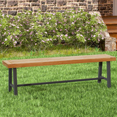 63-Inch Acacia Wood Outdoor Bench with Metal Legs