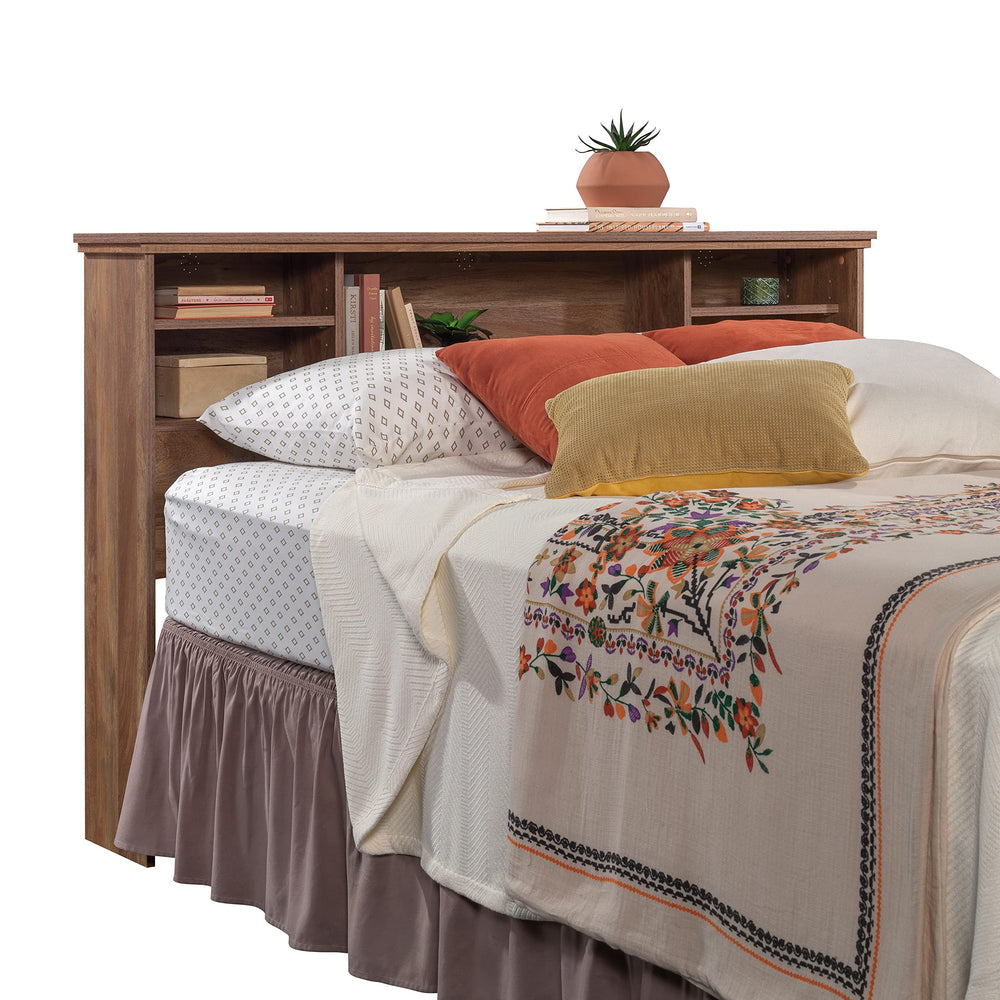 Full Queen Bookcase Headboard with Storage Shelves and Charging Station