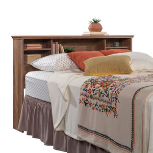 Full Queen Bookcase Headboard with Storage Shelves and Charging Station