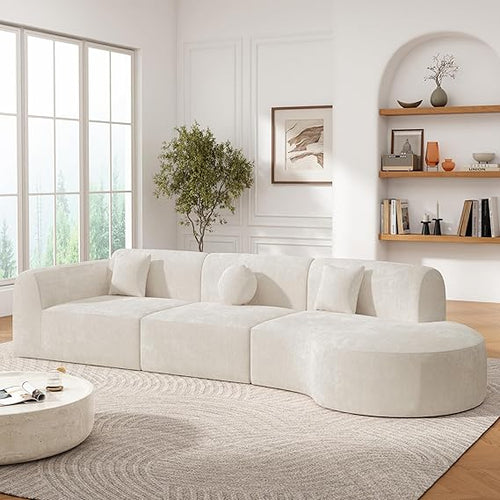 140" Curved Sectional Sofa Set – 7-Seat Modern Cloud Couch with Chaise Lounge
