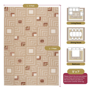 5x7 Sisal-Inspired Geometric Area Rug – Indoor & Outdoor