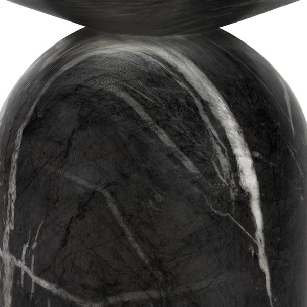 Round Marble Top End Table with Iron Frame