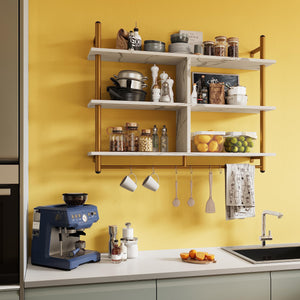 3-Tier Wall Mounted Floating Pipe Shelf with Hooks