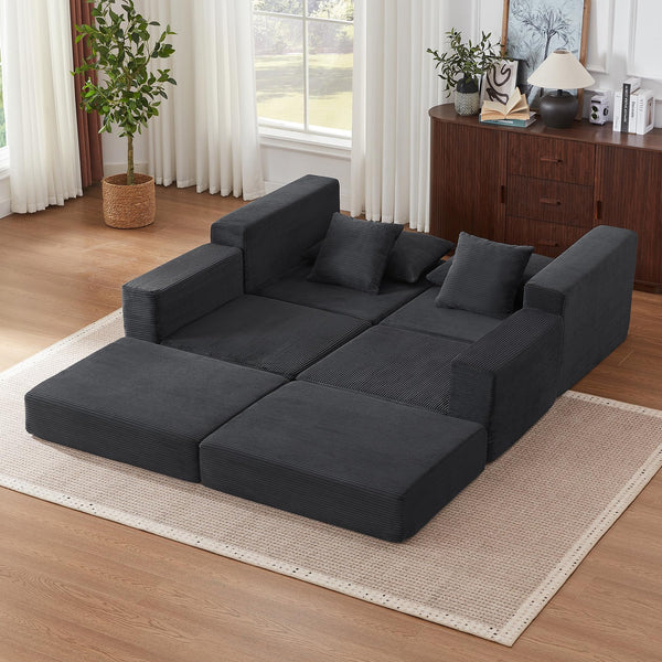 Modular Sectional Sofa with Ottoman – Convertible Cloud Couch