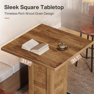 Square Bar Table with Metal Footrest, 39.4"H