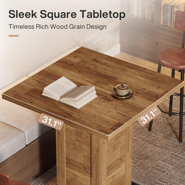 Square Bar Table with Metal Footrest, 39.4"H