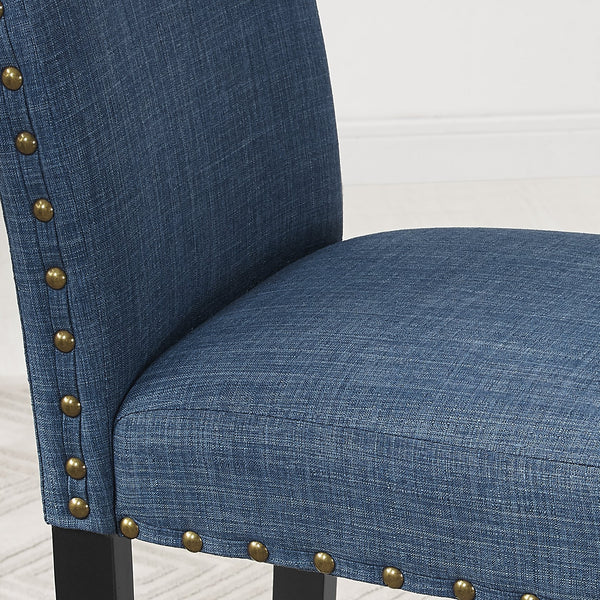 5-Piece Round Counter Height Dining Set with Fabric Nailhead Stools