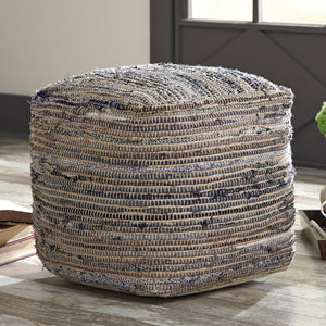 Cotton & Hemp Square Pouf Ottoman