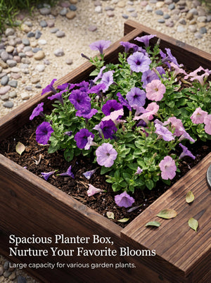 Outdoor Solar Wood Hand Pump Water Fountain with Flower Box