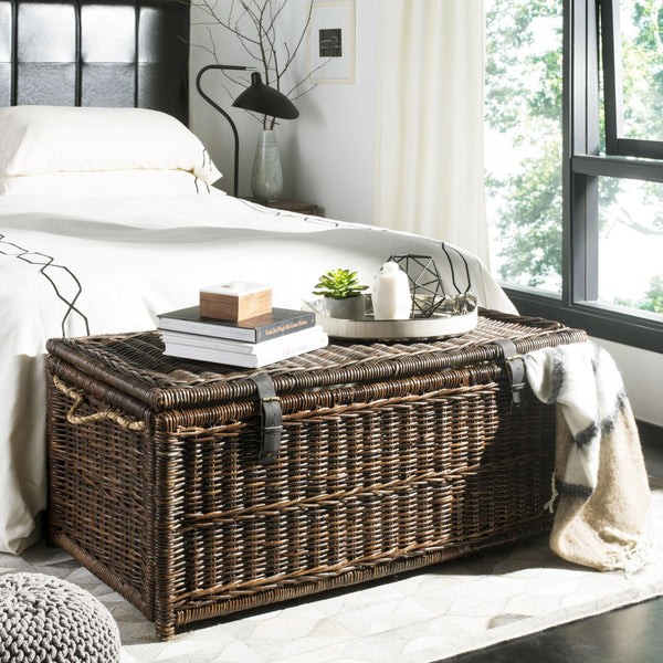 Hand-Woven Wicker Storage Trunk 46"