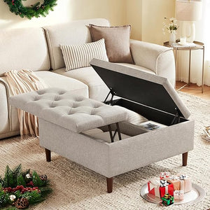 Large Square Lift-Top Storage Ottoman with Coffee Table