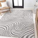 High-Low Abstract Striped Indoor Outdoor Area Rug 7'9" x 10'