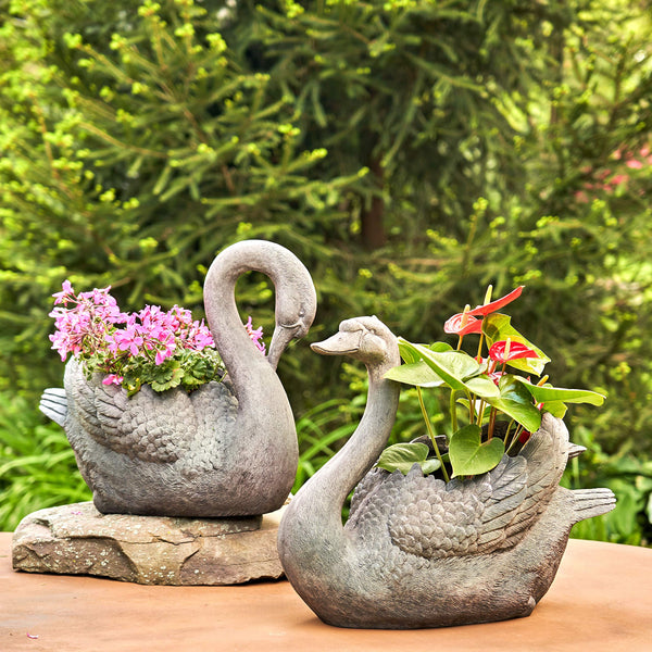 Swan Flower Planters Set of 2 — Magnesium, Indoor & Outdoor