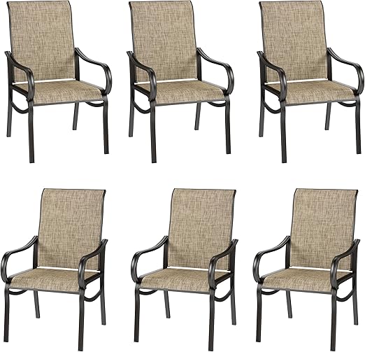 Outdoor Patio Dining Chairs with High Back Textilene