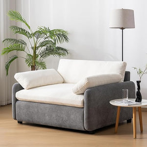 Oversized Chenille Accent Armchair with Throw Pillows