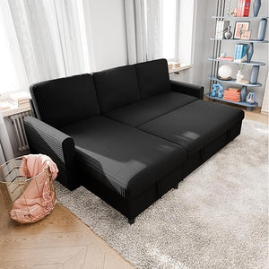 L-Shaped Convertible Sleeper Sofa with Storage