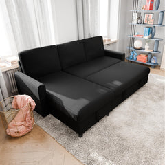 L-Shaped Convertible Sleeper Sofa with Storage Chaise