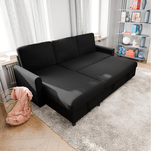 L-Shaped Convertible Sleeper Sofa with Storage Chaise