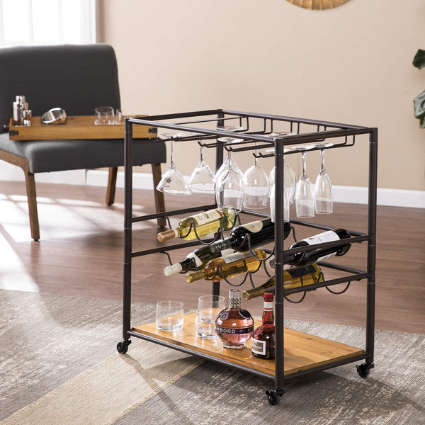 Transitional Bar Cart with Wine Rack