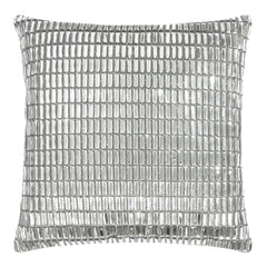 Silver Velvet Throw Pillow with Glass Rhinestones 16x16