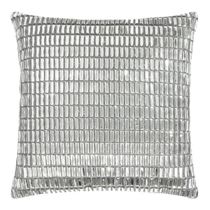 Silver Velvet Throw Pillow with Glass Rhinestones 16x16