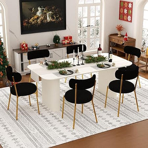 Modern Oval Dining Table Set with Boucle Chairs – 4 to 6 Seats