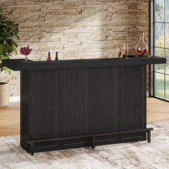 4-Tier Bar Table with Wine Glass Holder & Storage Shelves