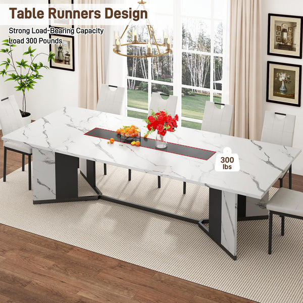 7-Piece Dining Table Set with 6 Leather Chairs – Farmhouse Rectangular Kitchen Table