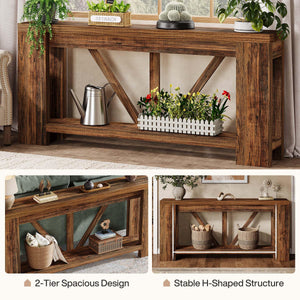 70.9" Narrow Console Sofa Table with Storage Shelf