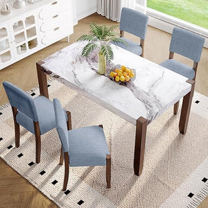 5-Piece Counter Height Dining Set with Cushioned Chairs