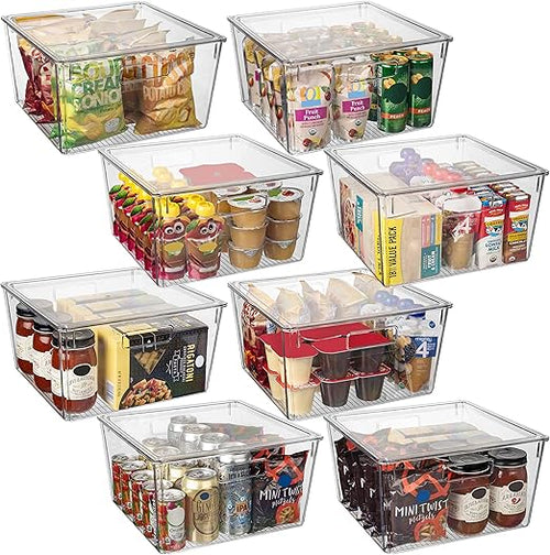 Clear Plastic Storage Bins with Lids – Kitchen, Pantry & Fridge Organizer