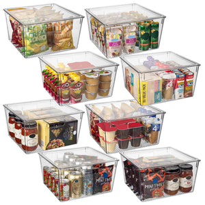 Clear Plastic Storage Bins with Lids – Kitchen, Pantry & Fridge Organizer