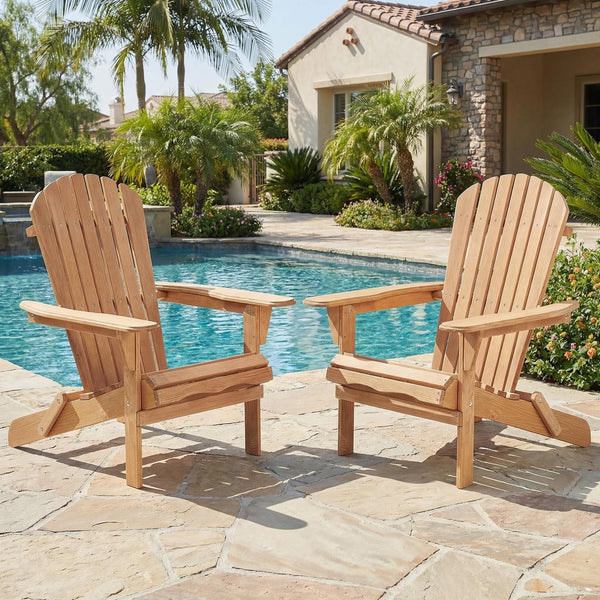 Folding Solid Wood Adirondack Chair with Pre-Assembled Backrest