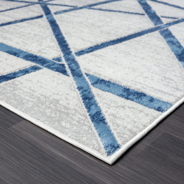 Blue Grey Criss Cross Area Rug