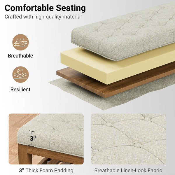 Upholstered Storage Bench with Shoe Shelf
