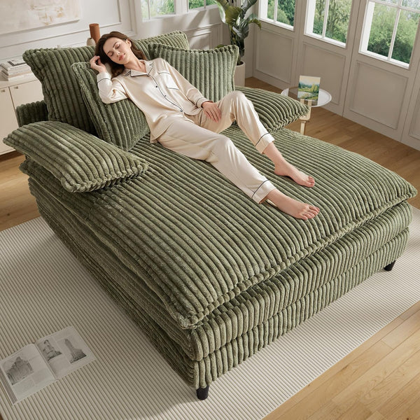 Oversized Indoor Chaise Lounge Chair with Adjustable Backrest