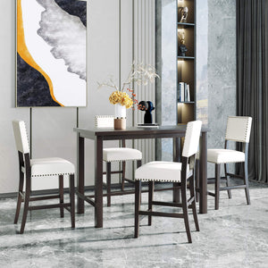 5-Piece Counter Height Dining Set with Cushioned Chairs