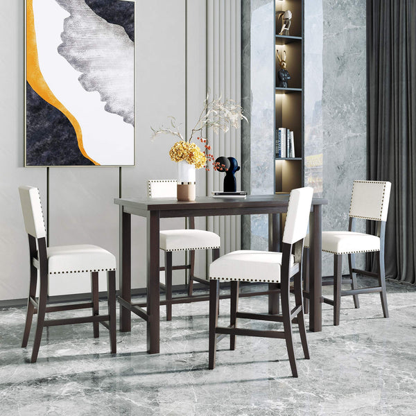 5-Piece Counter Height Dining Set with Cushioned Chairs