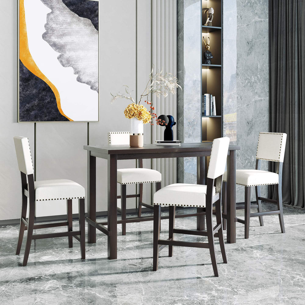 5-Piece Counter Height Dining Set with 4 Upholstered Chairs