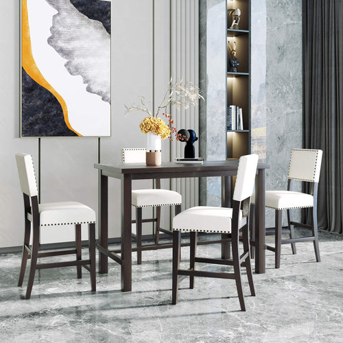 5-Piece Counter Height Dining Set with 4 Upholstered Chairs