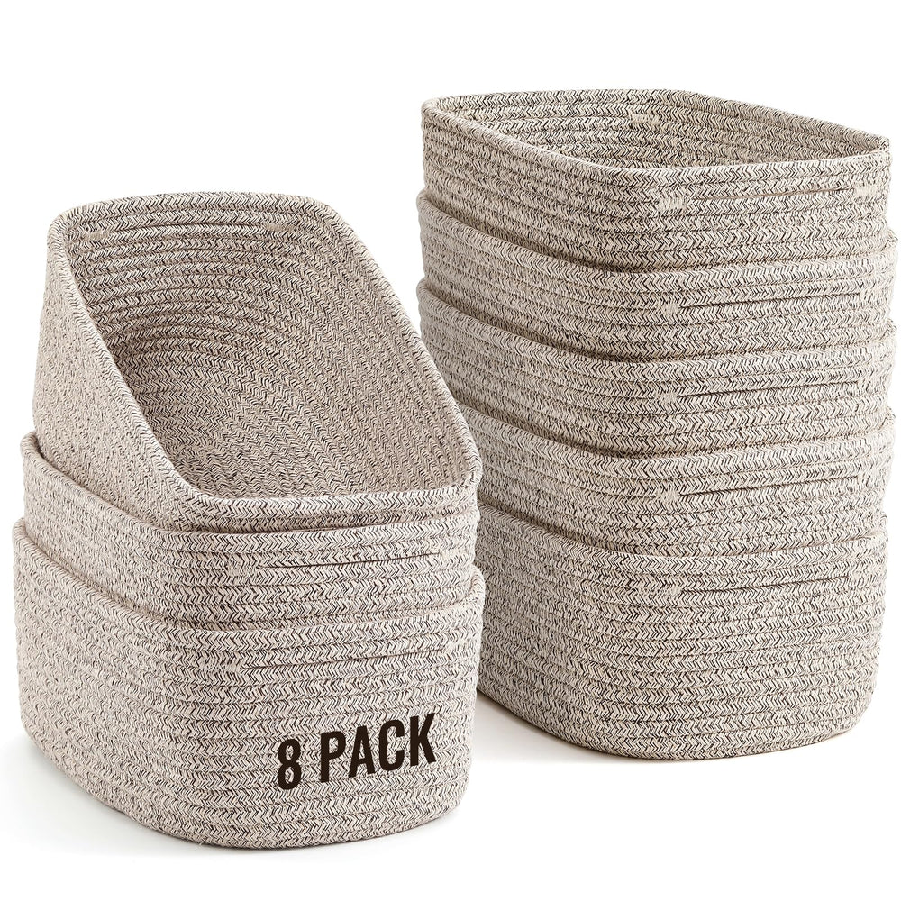 Small Woven Storage Baskets for Organizing – Set of 8