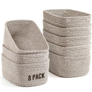 Small Woven Storage Baskets for Organizing – Set of 8