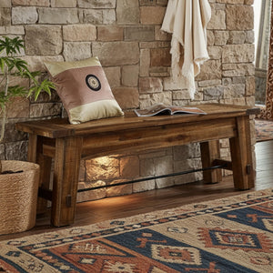 60-Inch Solid Wood Entryway & Dining Bench – Rustic Industrial Style