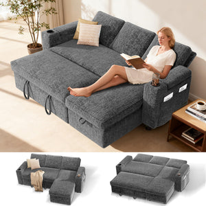 L-Shaped Sleeper Sectional Sofa with Storage
