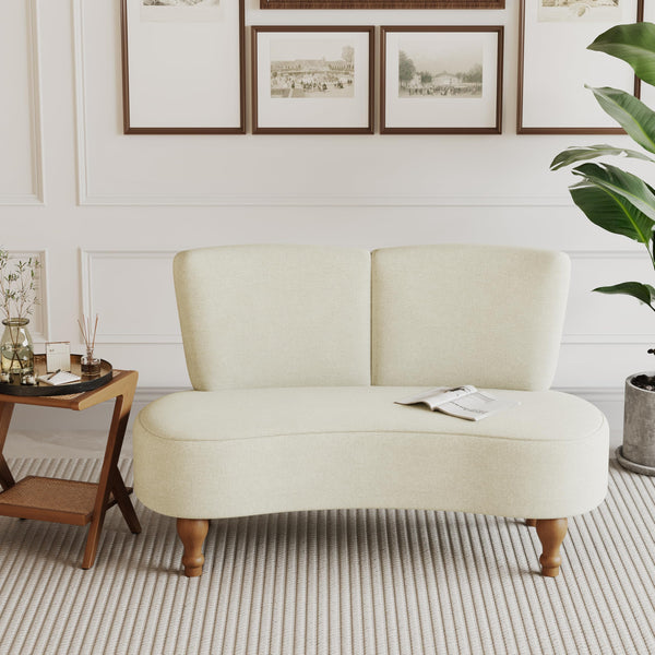 49" Curved Loveseat Sofa with Wooden Legs