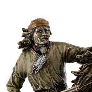 Geronimo Native American Warrior on Horse Cold Cast Bronze Sculpture 11-Inch