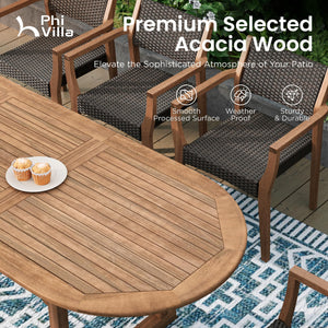 7-Piece Extendable Acacia Wood Outdoor Dining Set – Teak