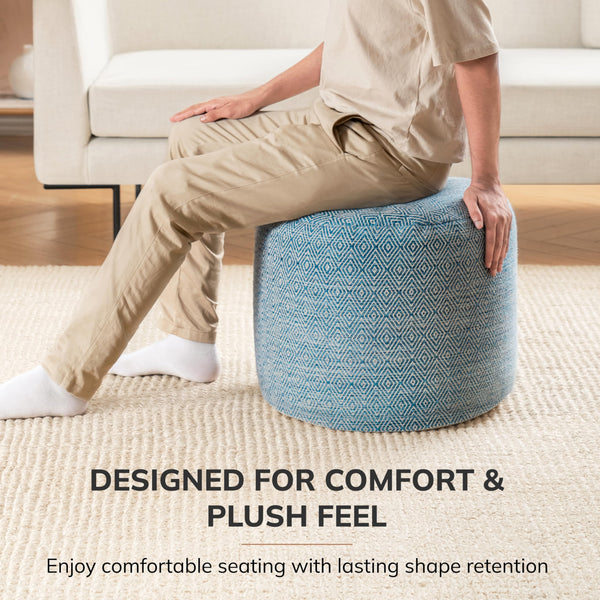 Round Cotton Pouf Ottoman Footrest – Floor Seating for Living Room & Bedroom