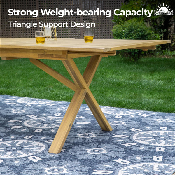 9-Piece Acacia Wood Outdoor Dining Set with Extendable Table